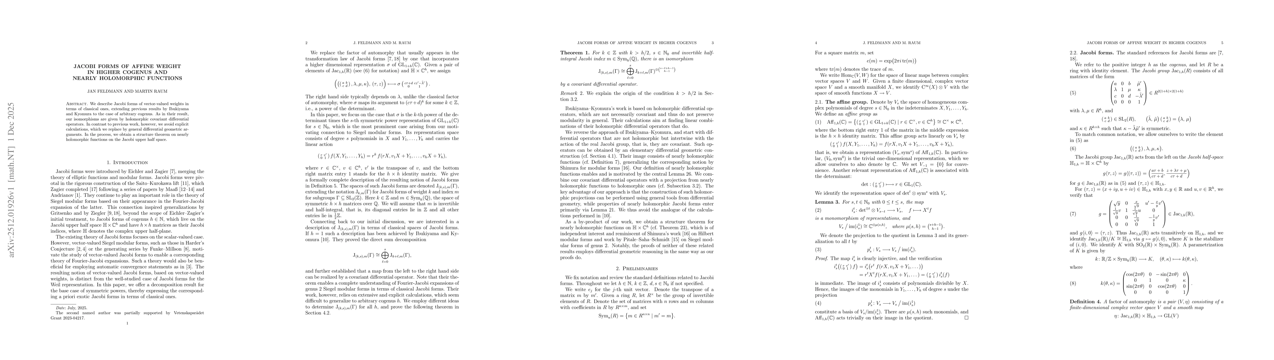 Thumbnail for Jacobi Forms of Affine Weight in Higher Cogenus and Nearly Holomorphic Functions