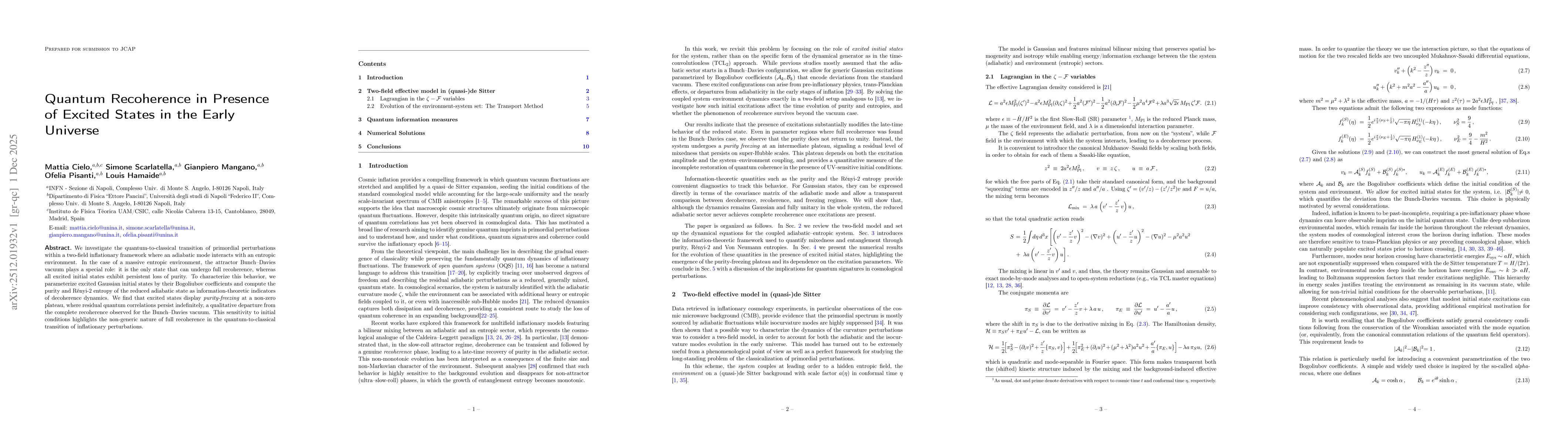 Thumbnail for Quantum Recoherence in Presence of Excited States in the Early Universe