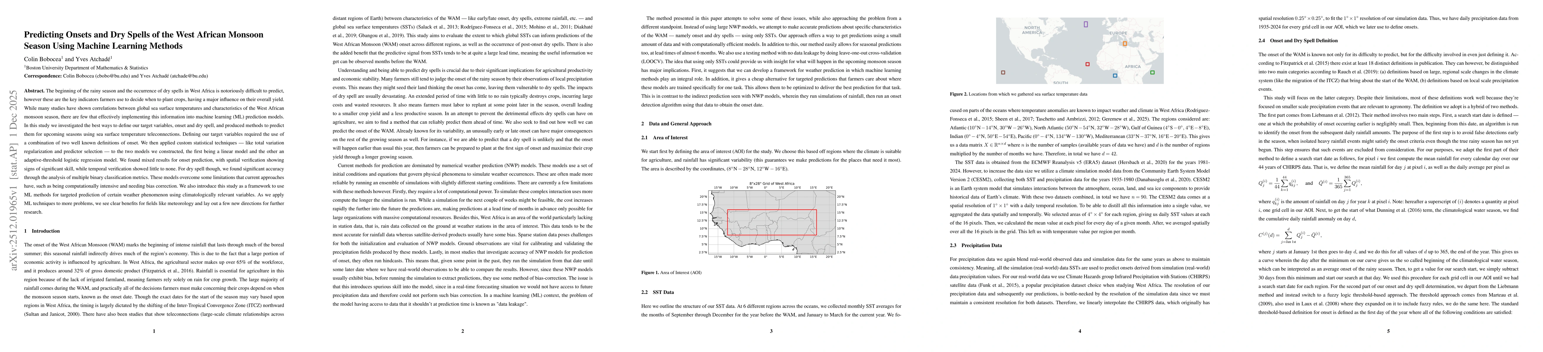 Thumbnail for Predicting Onsets and Dry Spells of the West African Monsoon Season Using Machine Learning Methods