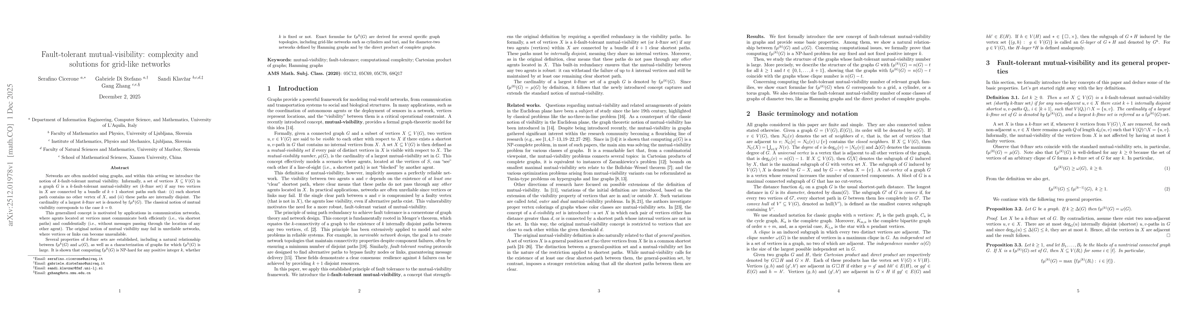 Thumbnail for Fault-tolerant mutual-visibility: complexity and solutions for grid-like networks