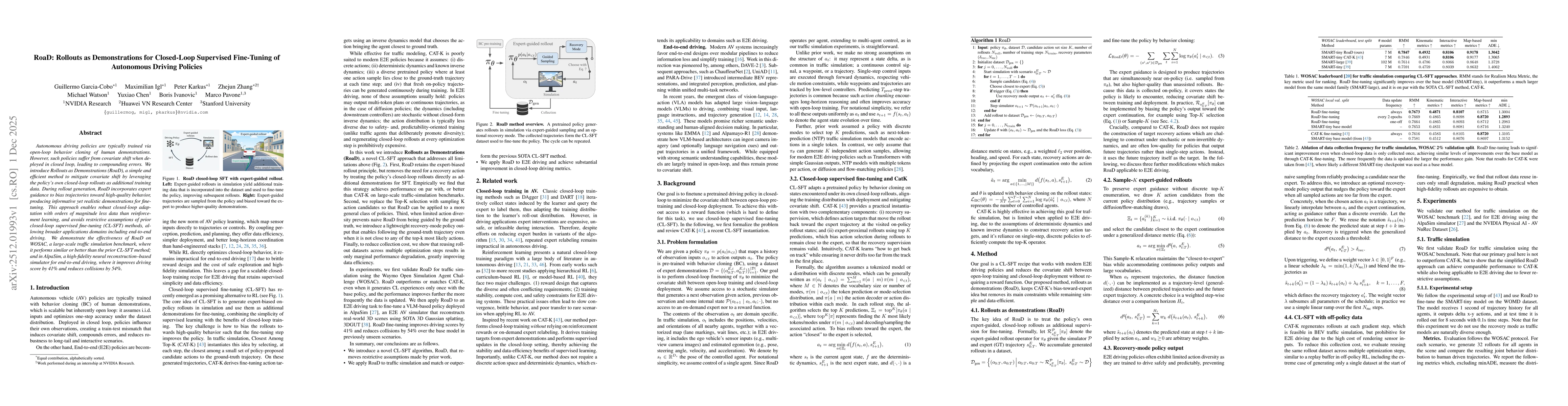 Thumbnail for RoaD: Rollouts as Demonstrations for Closed-Loop Supervised Fine-Tuning of Autonomous Driving Policies