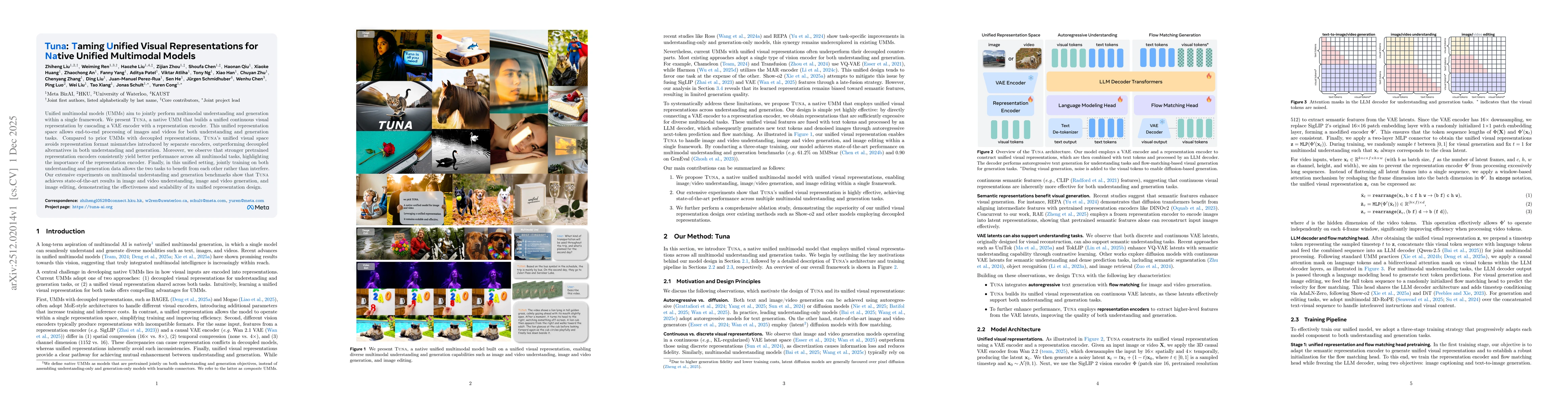 Thumbnail for TUNA: Taming Unified Visual Representations for Native Unified Multimodal Models