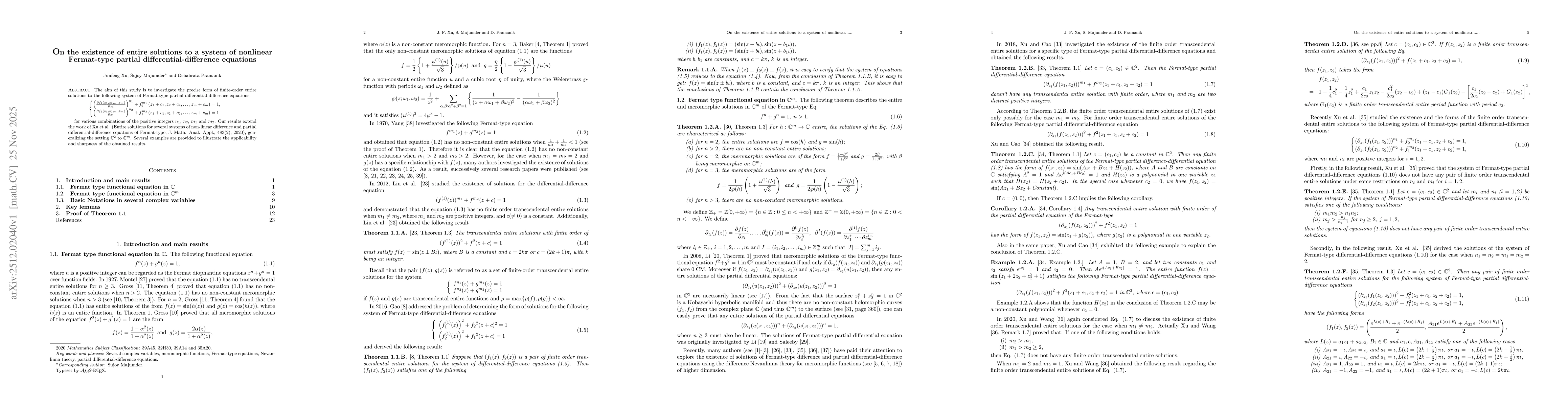 Thumbnail for On the existence of entire solutions to a system of nonlinear Fermat-type partial differential-difference equations