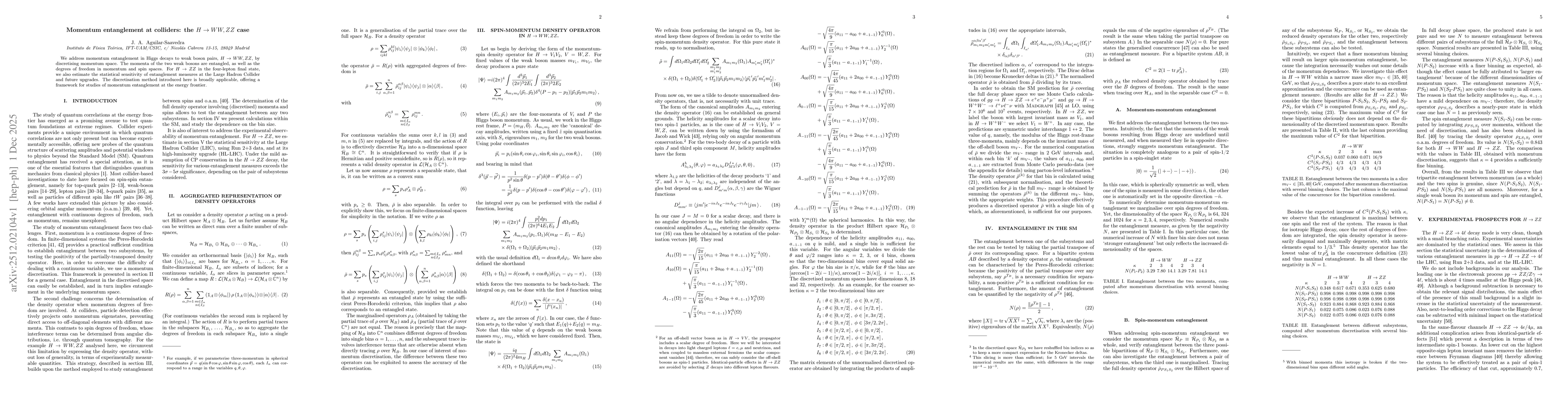 Thumbnail for Momentum entanglement at colliders: the $H \to WW,ZZ$ case