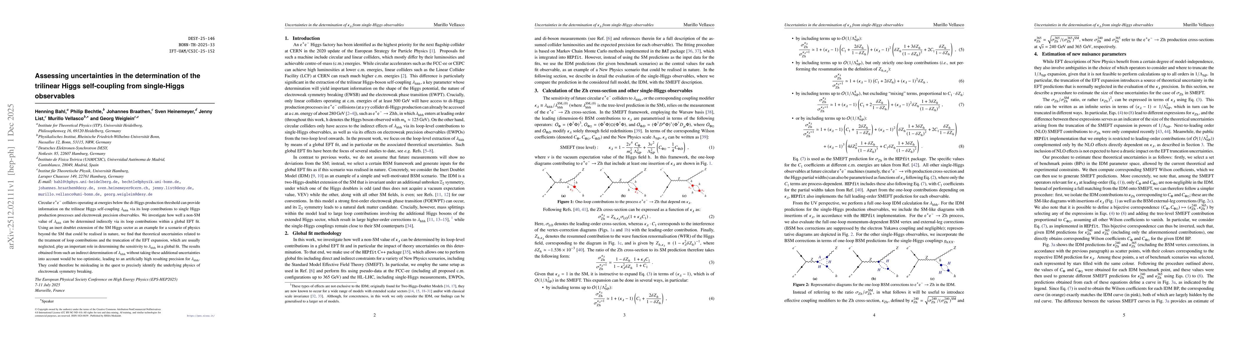 Thumbnail for Assessing uncertainties in the determination of the trilinear Higgs self-coupling from single-Higgs observables