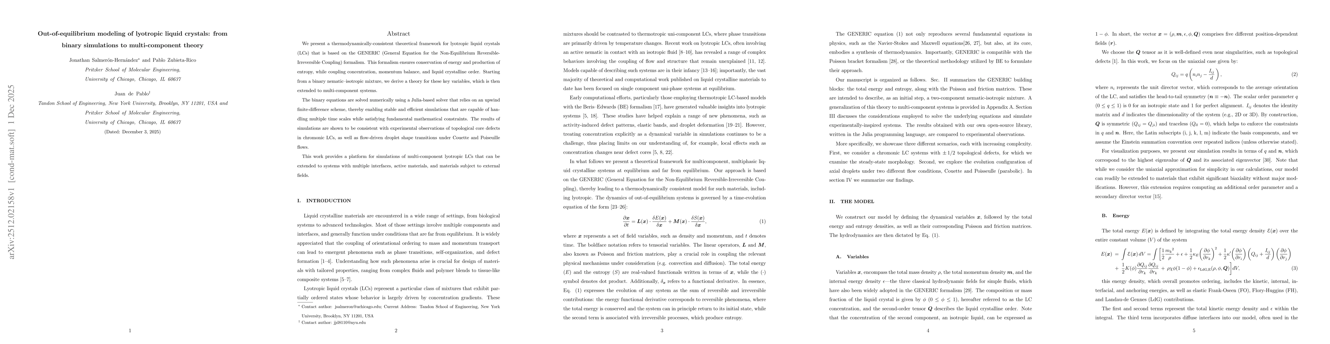 Thumbnail for Out-of-equilibrium modeling of lyotropic liquid crystals: from binary simulations to multi-component theory
