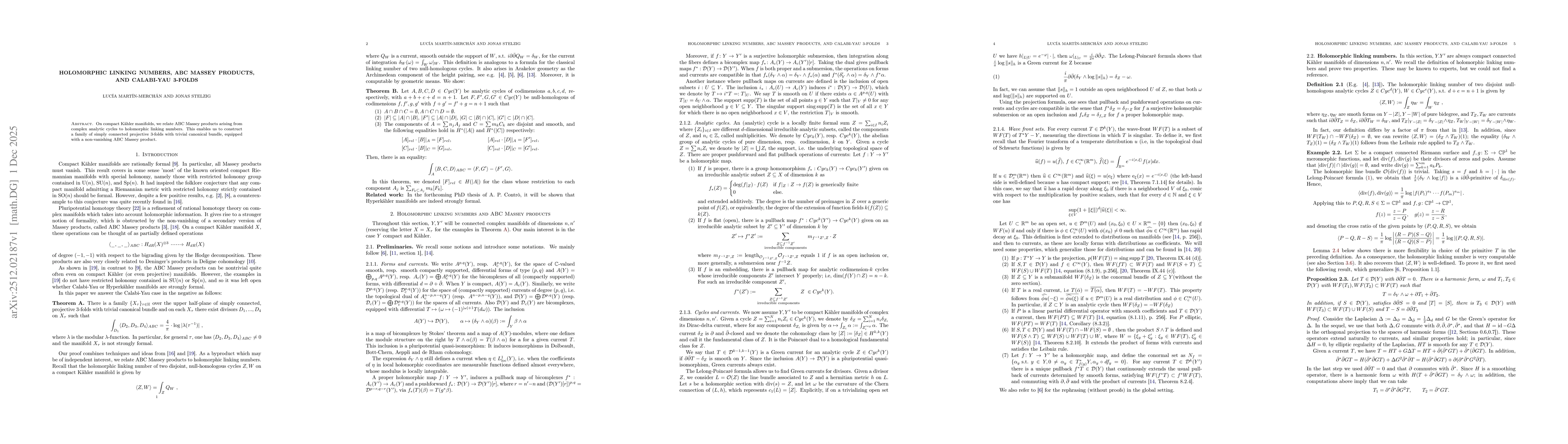 Thumbnail for Holomorphic linking numbers, ABC Massey products, and Calabi-Yau 3-folds