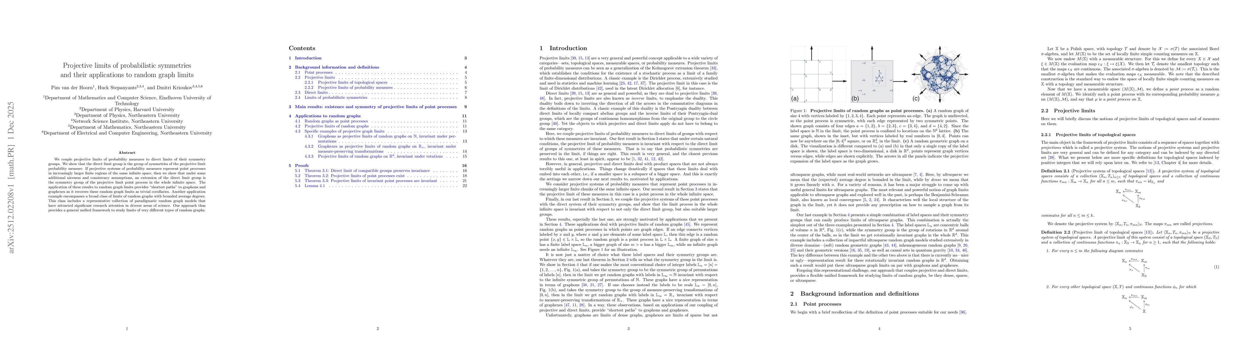 Thumbnail for Projective limits of probabilistic symmetries and their applications to random graph limits