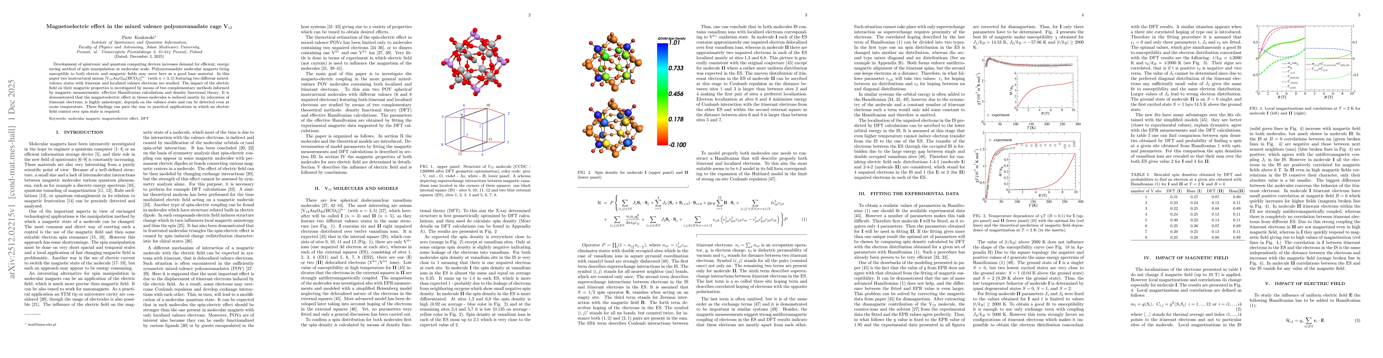 Thumbnail for Magnetoelectric effect in the mixed valence polyoxovanadate cage V$_{12}$