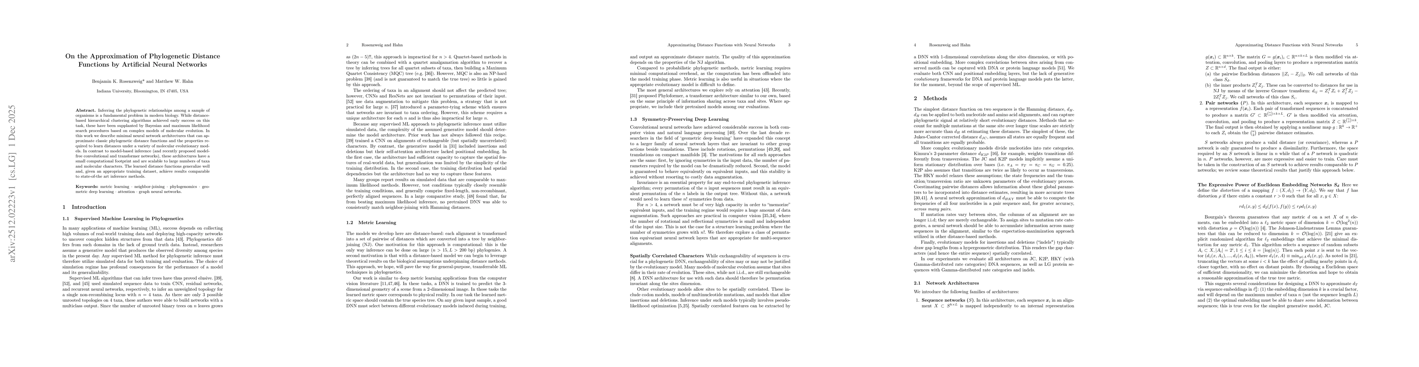 Thumbnail for On the Approximation of Phylogenetic Distance Functions by Artificial Neural Networks