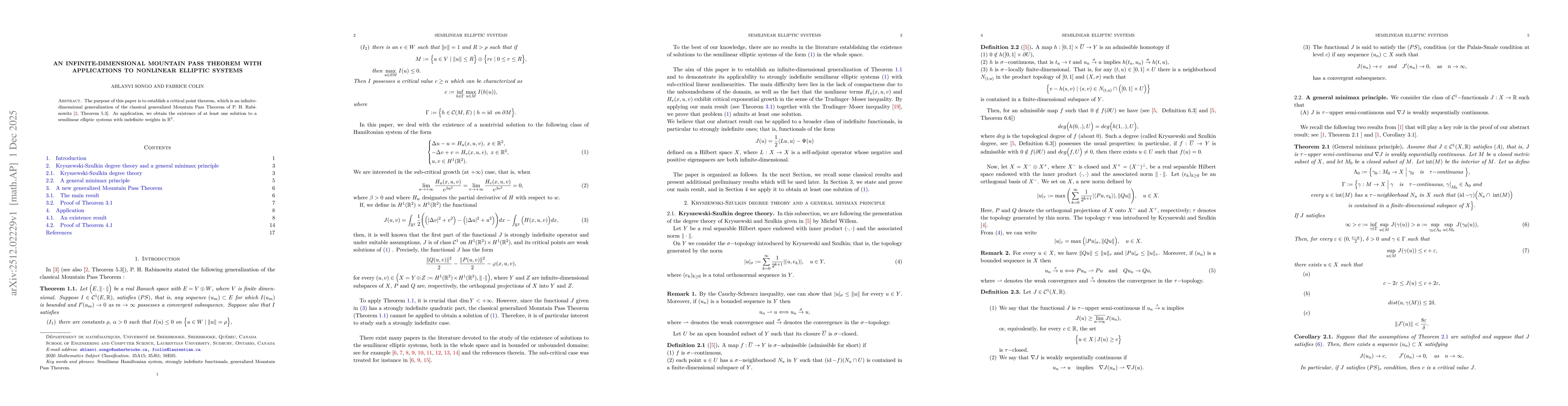 Thumbnail for An infinite-dimensional mountain pass theorem with applications to nonlinear elliptic systems