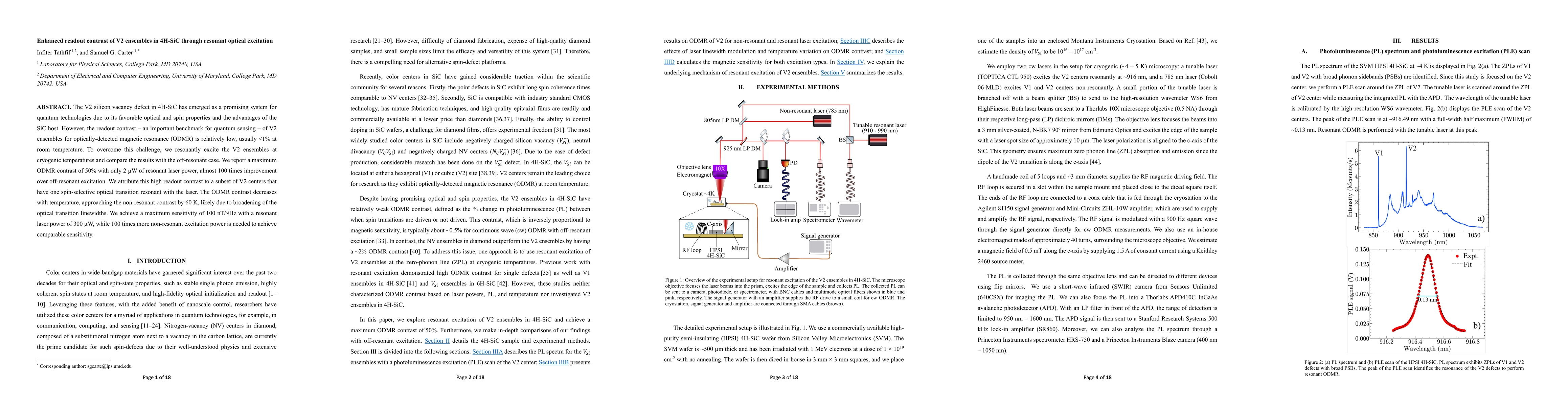 Thumbnail for Enhanced readout contrast of V2 ensembles in 4H-SiC through resonant optical excitation