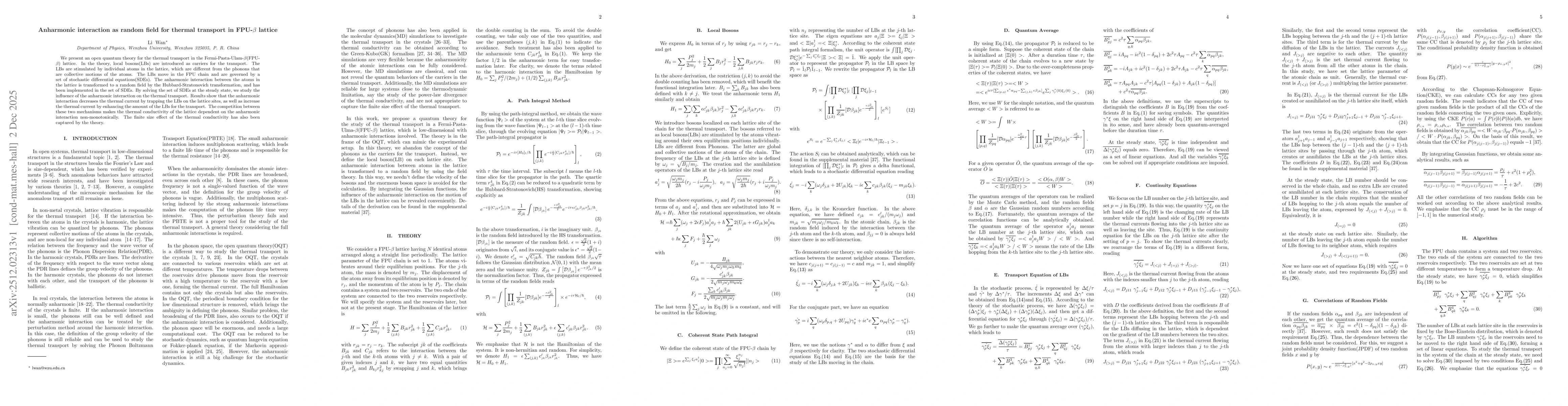 Thumbnail for Anharmonic interaction as random field for thermal transport in FPU-$β$ lattice