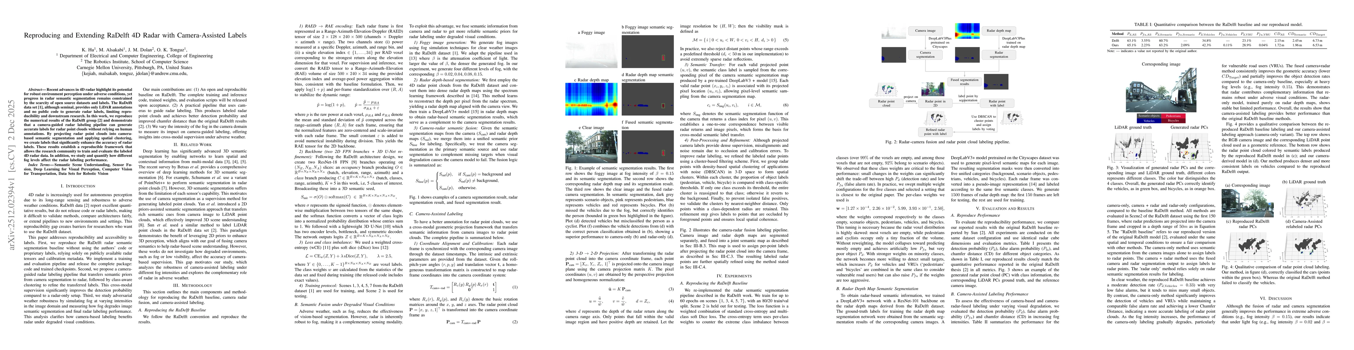 Thumbnail for Reproducing and Extending RaDelft 4D Radar with Camera-Assisted Labels
