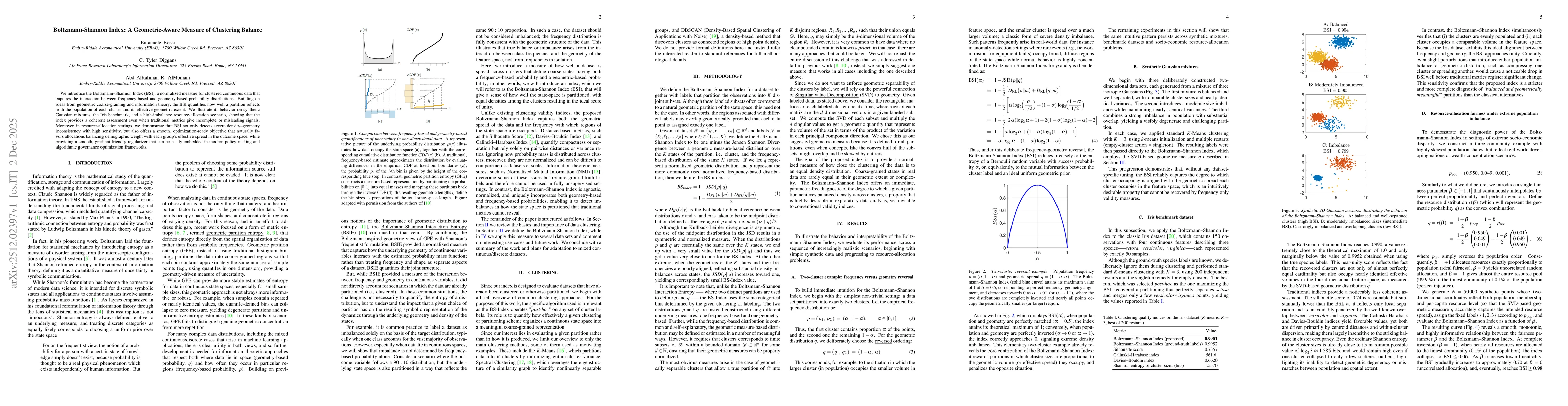 Thumbnail for Boltzmann-Shannon Index: A Geometric-Aware Measure of Clustering Balance