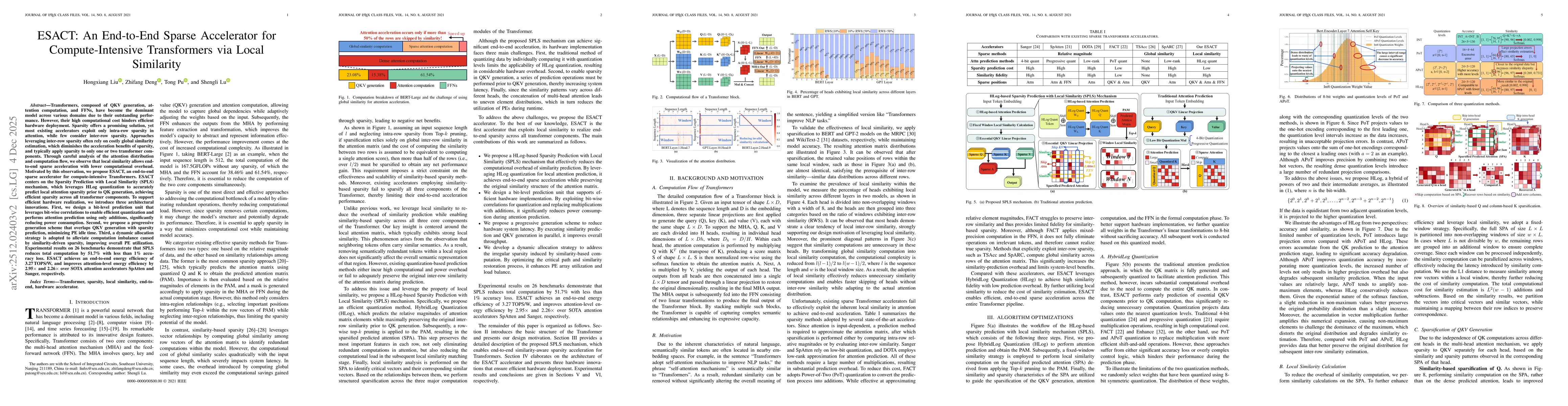 Thumbnail for ESACT: An End-to-End Sparse Accelerator for Compute-Intensive Transformers via Local Similarity