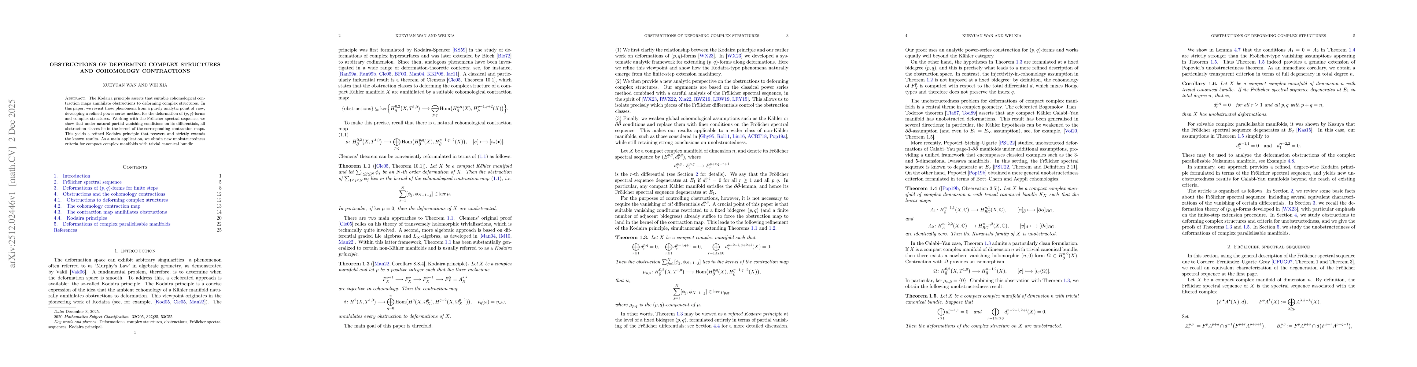 Thumbnail for Obstructions of deforming complex structures and cohomology contractions
