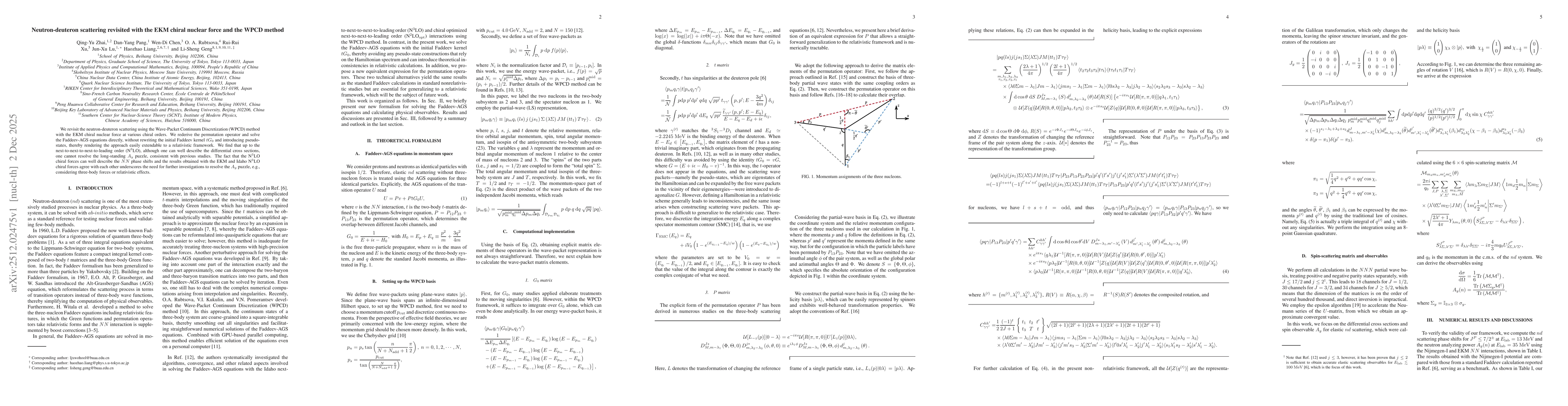 Thumbnail for Neutron-deuteron scattering revisited with the EKM chiral nuclear force and the WPCD method