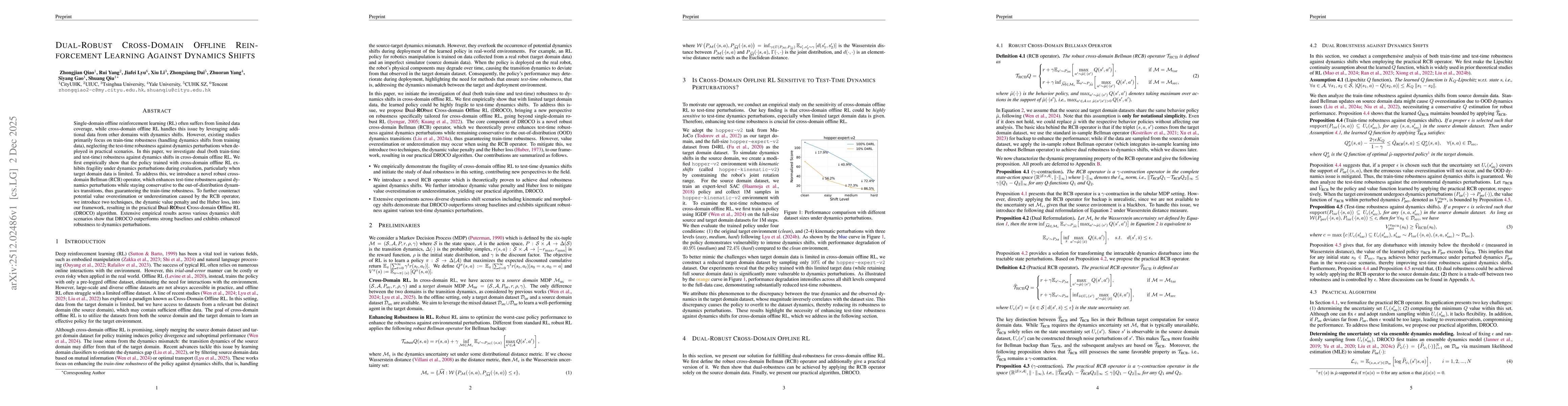 Thumbnail for Dual-Robust Cross-Domain Offline Reinforcement Learning Against Dynamics Shifts