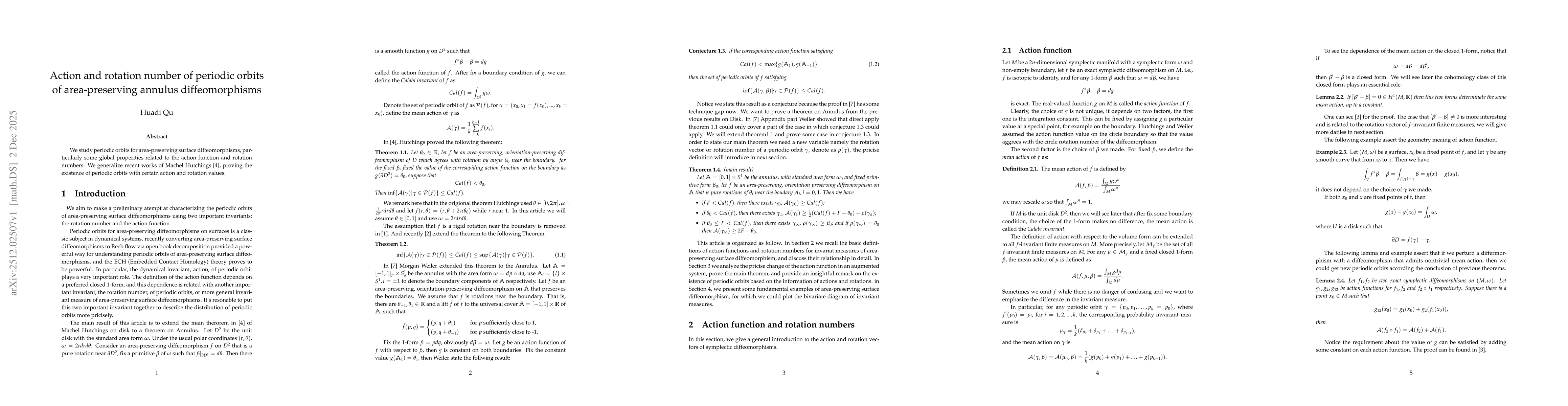 Thumbnail for Action and rotation number of periodic orbits of area-preserving annulus diffeomorphisms