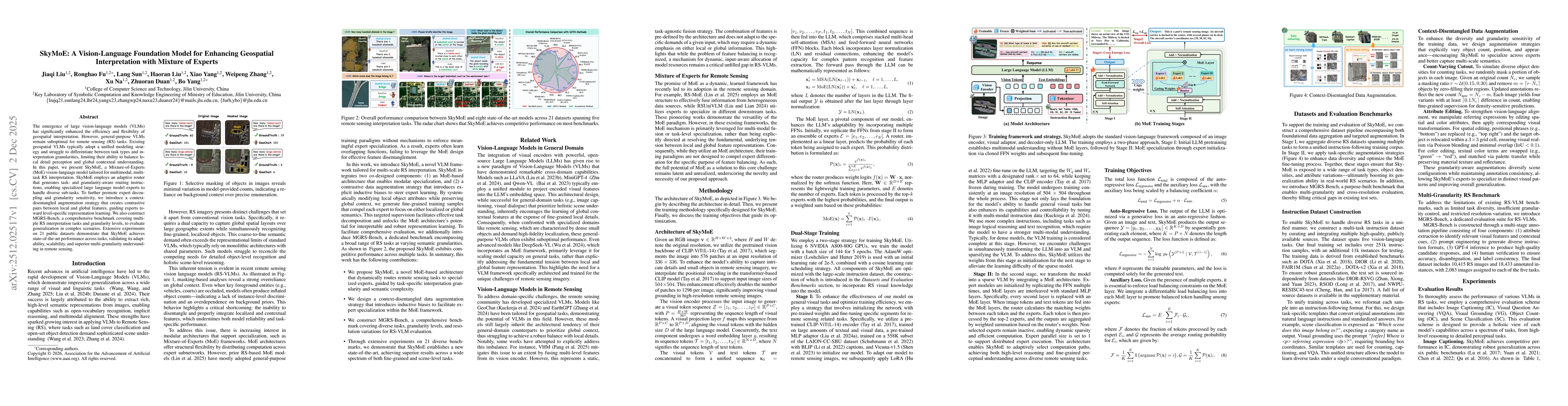 Thumbnail for SkyMoE: A Vision-Language Foundation Model for Enhancing Geospatial Interpretation with Mixture of Experts