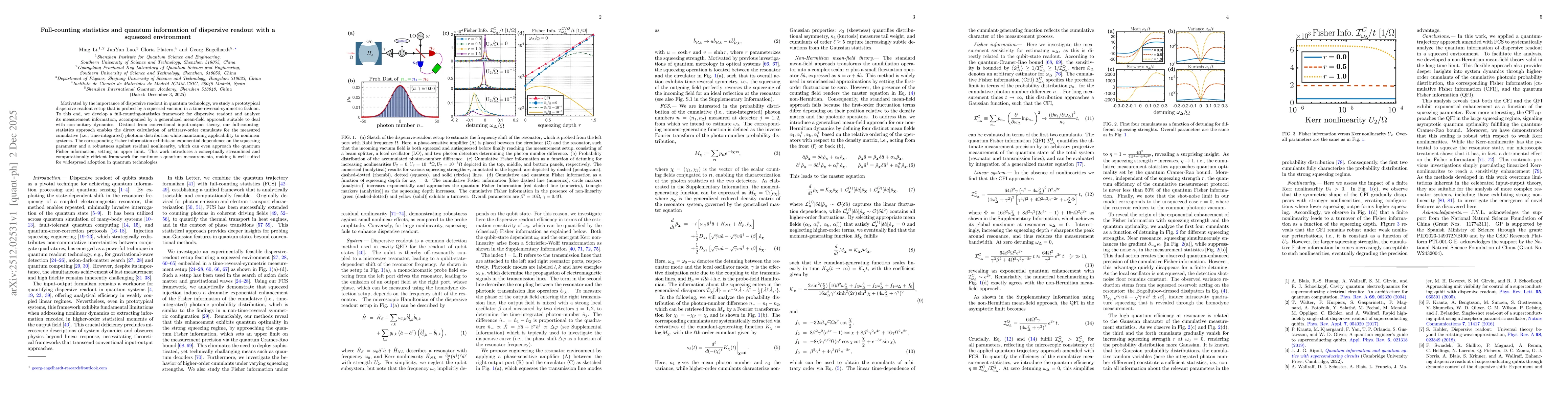 Thumbnail for Full-counting statistics and quantum information of dispersive readout with a squeezed environment