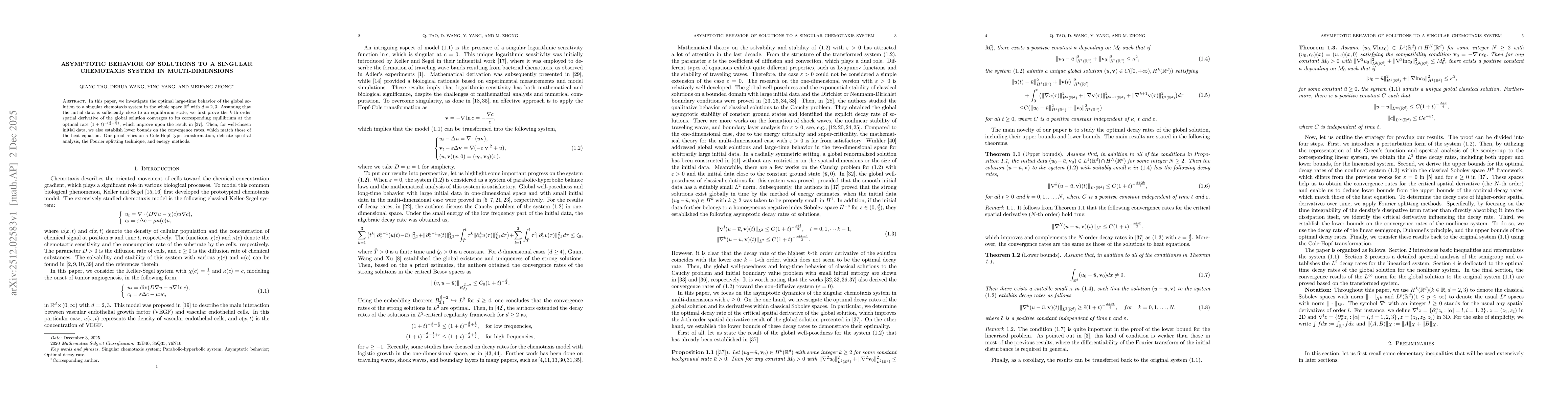 Thumbnail for Asymptotic behavior of solutions to a singular chemotaxis system in multi-dimensions