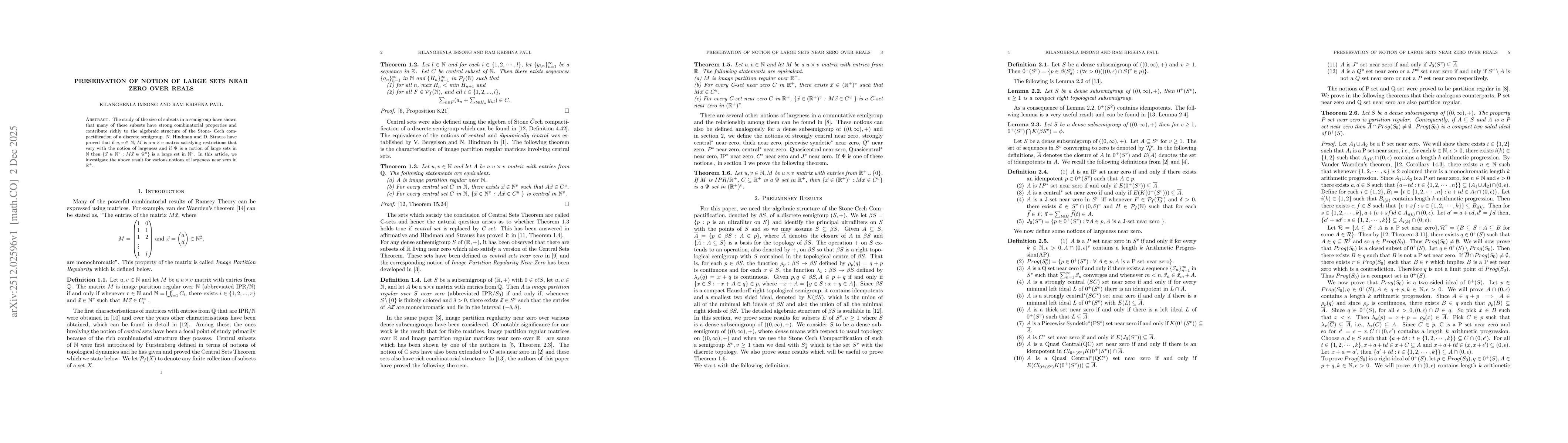 Thumbnail for Preservation of notion of large sets near zero over reals