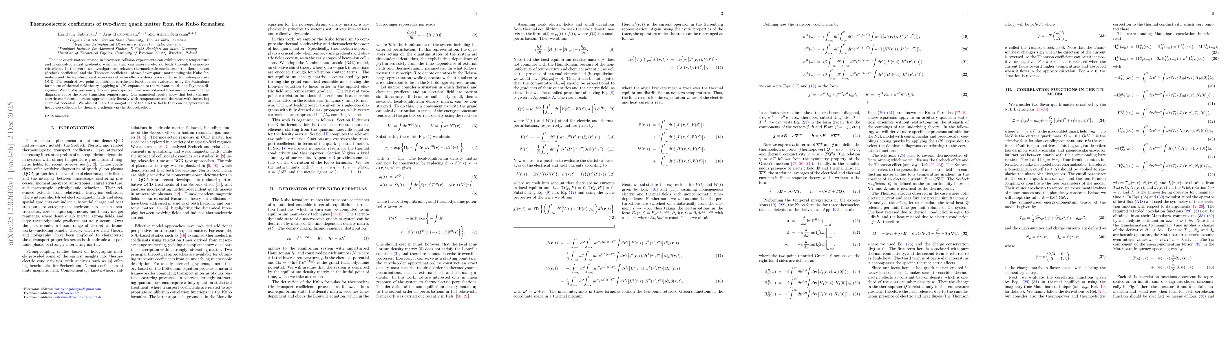 Thumbnail for Thermoelectric coefficients of two-flavor quark matter from the Kubo formalism