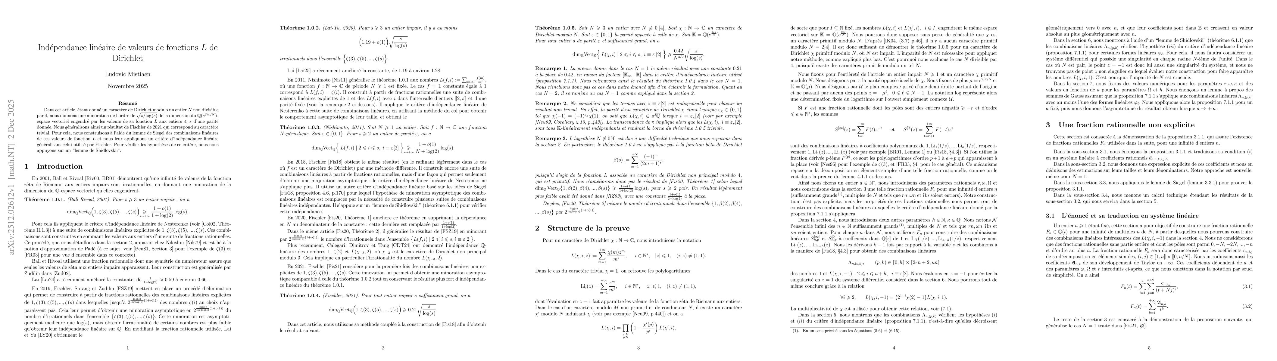 Thumbnail for Linear independence of values of Dirichlet $L$ functions