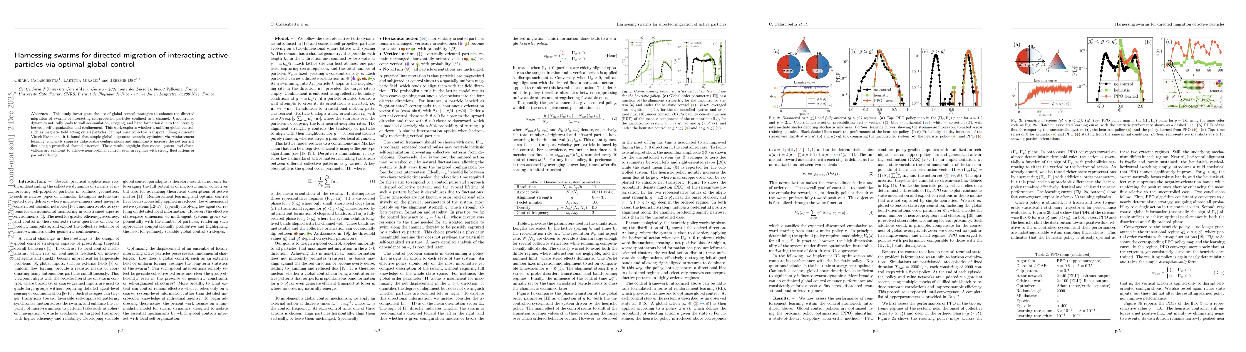 Thumbnail for Harnessing swarms for directed migration of interacting active particles via optimal global control