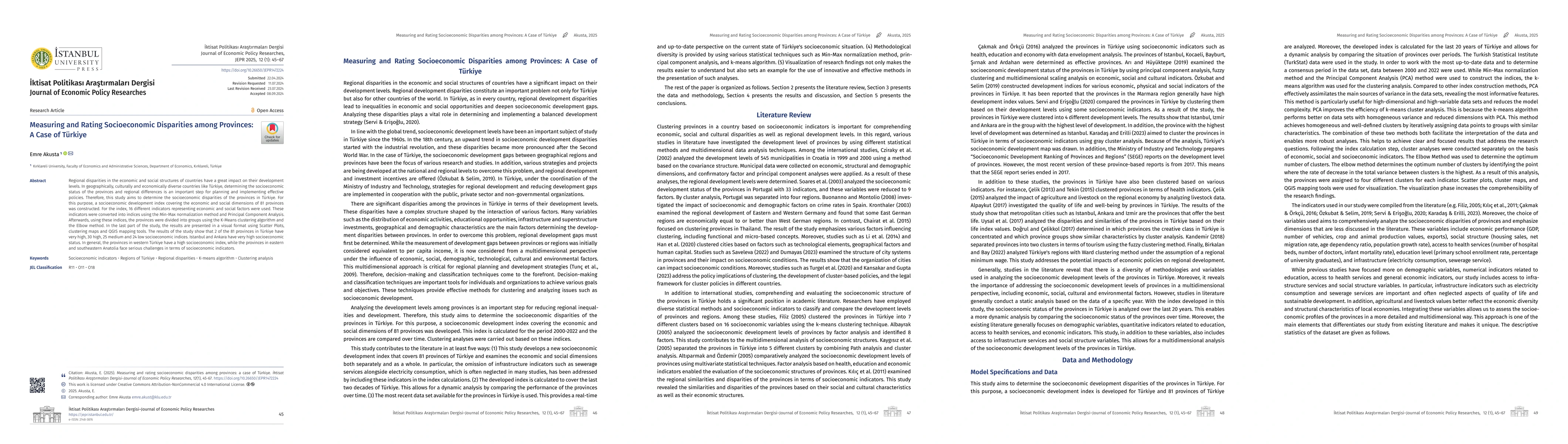 Thumbnail for Measuring and Rating Socioeconomic Disparities among Provinces: A Case of Turkiye