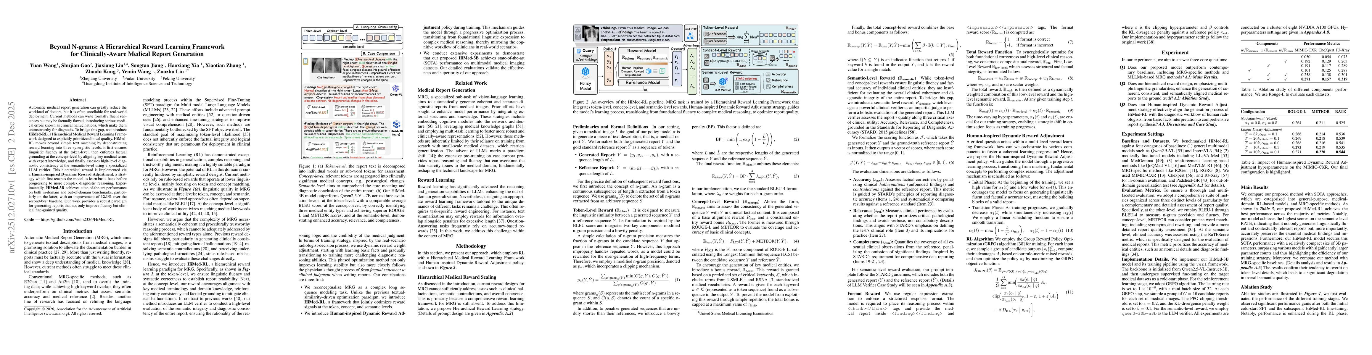 Thumbnail for Beyond N-grams: A Hierarchical Reward Learning Framework for Clinically-Aware Medical Report Generation
