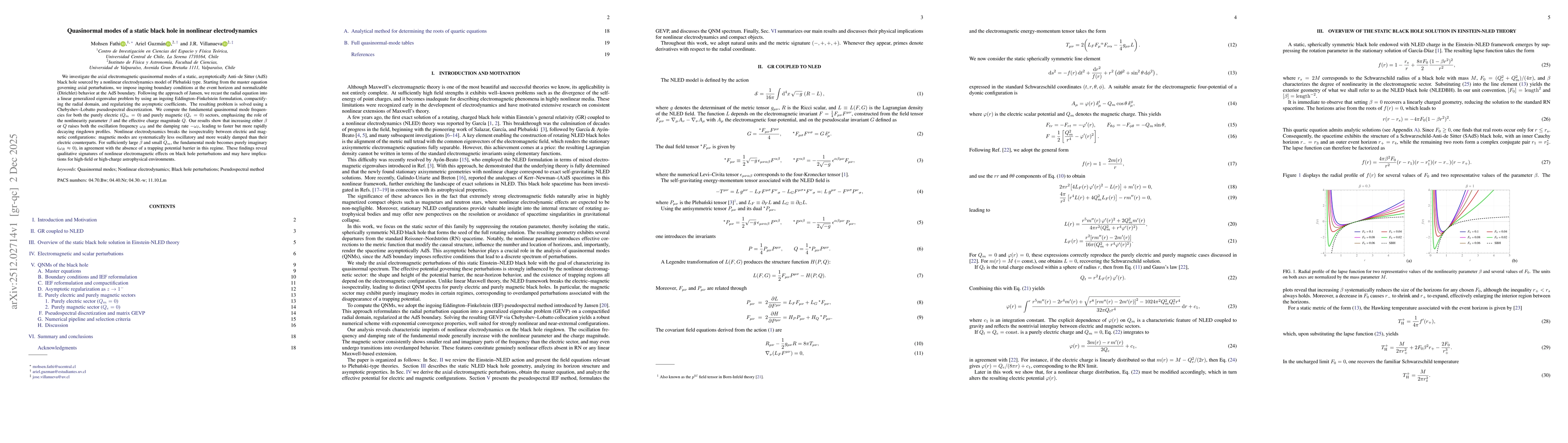 Thumbnail for Quasinormal modes of a static black hole in nonlinear electrodynamics