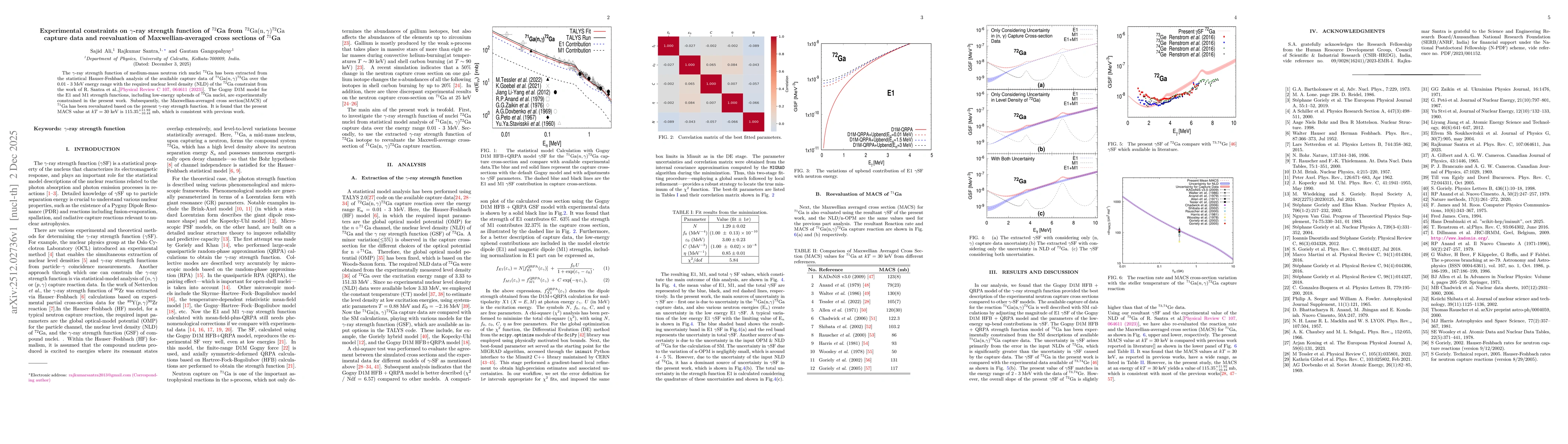 Thumbnail for Experimental constraints on $γ$-ray strength function of $^{72}$Ga from $^{72}\mathrm{Ga(n,γ)^{72}Ga}$ capture data and reevaluation of Maxwellian-averaged cross sections of $^{71}$Ga