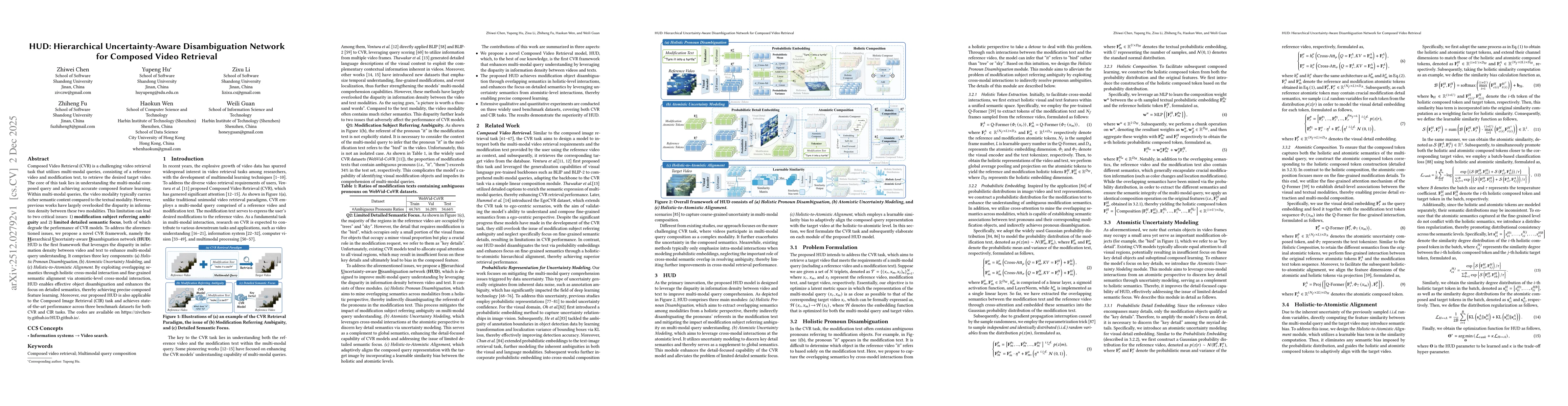 Thumbnail for HUD: Hierarchical Uncertainty-Aware Disambiguation Network for Composed Video Retrieval