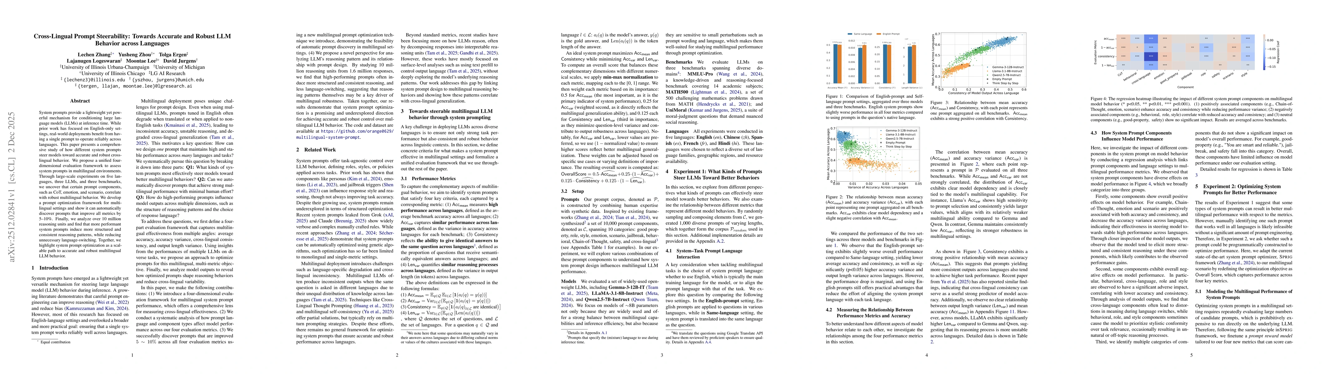 Thumbnail for Cross-Lingual Prompt Steerability: Towards Accurate and Robust LLM Behavior across Languages