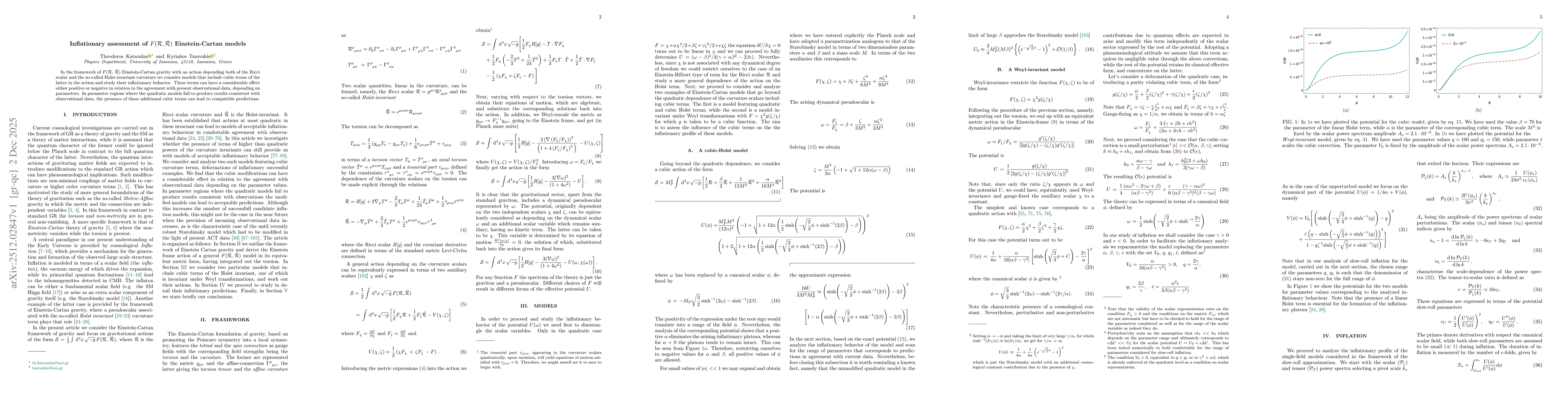 Thumbnail for Inflationary assessment of $F(\mathcal{R},\tilde{\mathcal{R}})$ Einstein-Cartan models