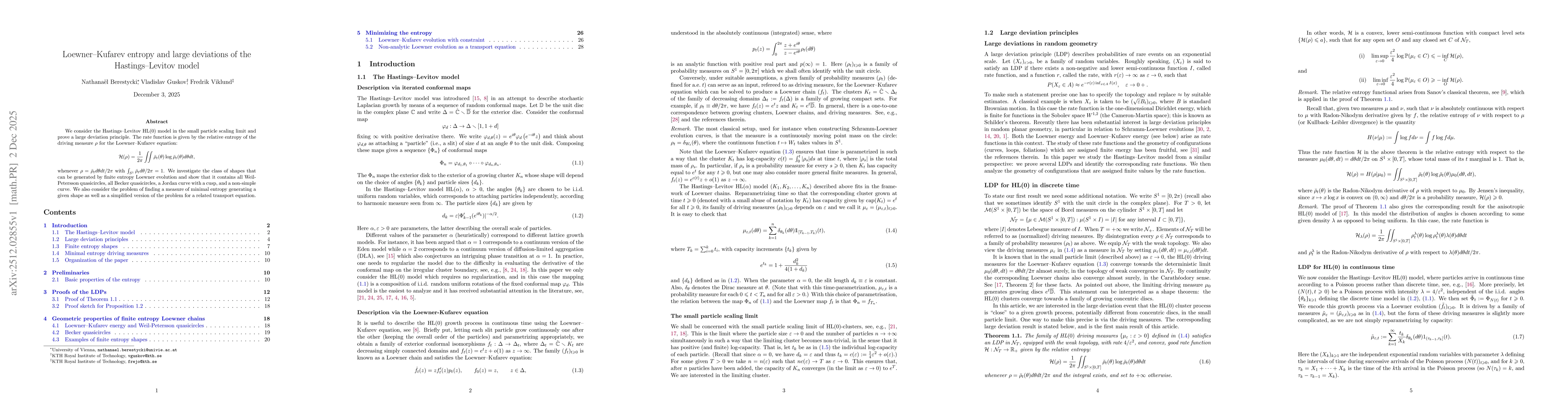 Thumbnail for Loewner--Kufarev entropy and large deviations of the Hastings--Levitov model