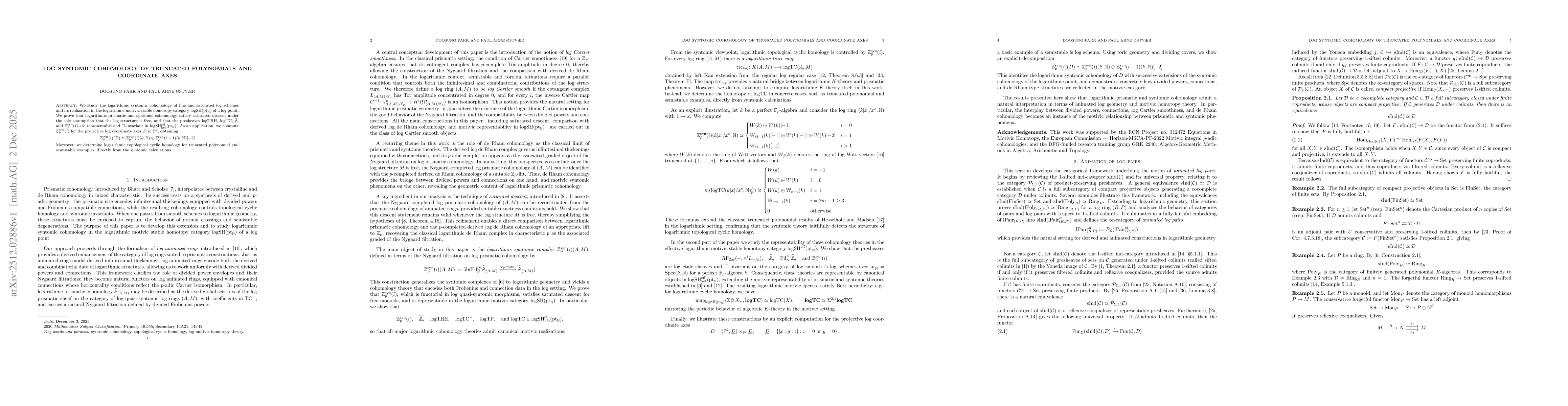 Thumbnail for Log syntomic cohomology of truncated polynomials and coordinate axes