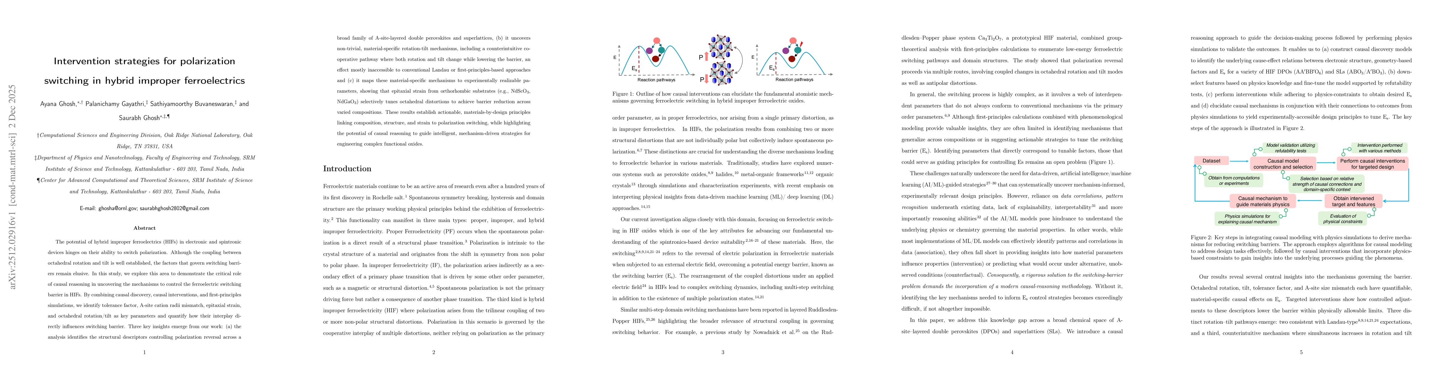 Thumbnail for Intervention Strategies for Polarization Switching in Hybrid Improper Ferroelectrics