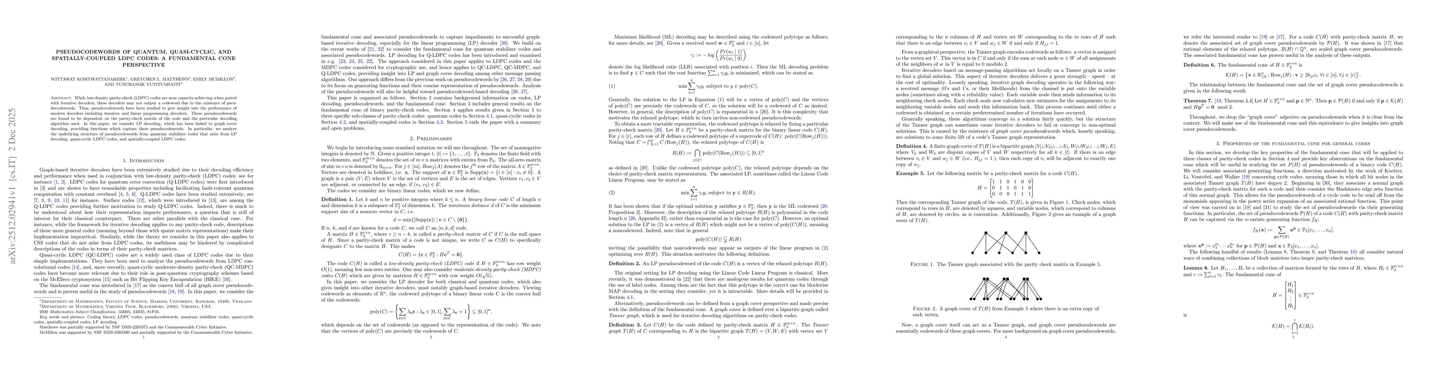 Thumbnail for Pseudocodewords of quantum, quasi-cyclic, and spatially-coupled LDPC codes: a fundamental cone perspective