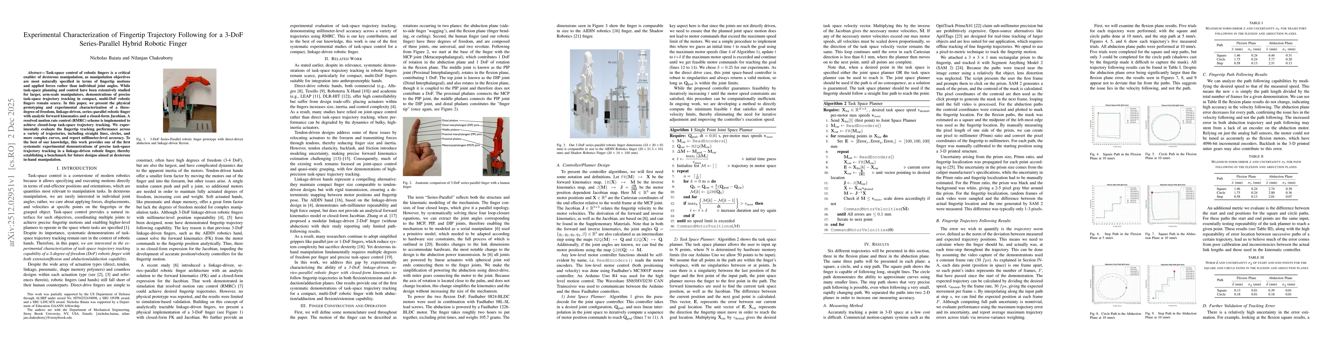 Thumbnail for Experimental Characterization of Fingertip Trajectory following for a 3-DoF Series-Parallel Hybrid Robotic Finger