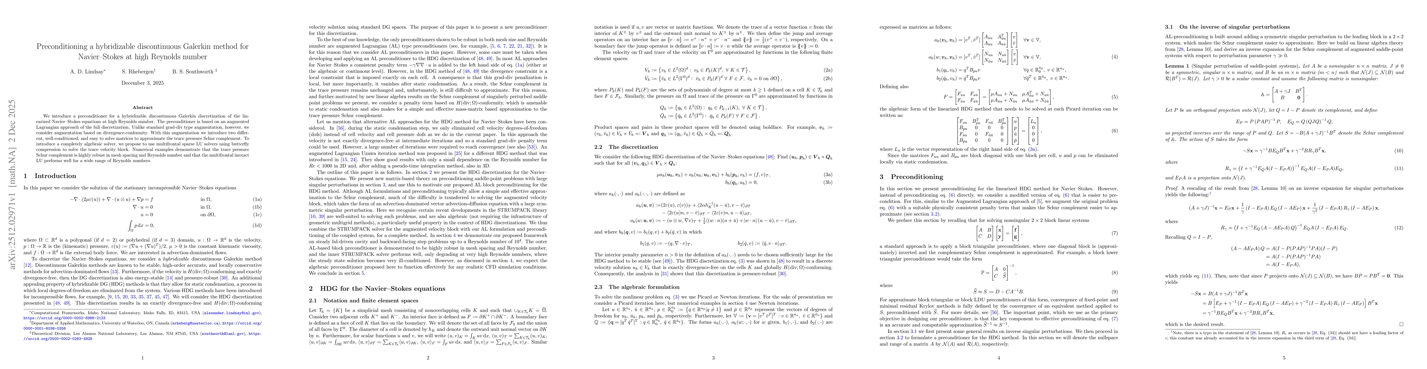 Thumbnail for Preconditioning a hybridizable discontinuous Galerkin method for Navier-Stokes at high Reynolds number
