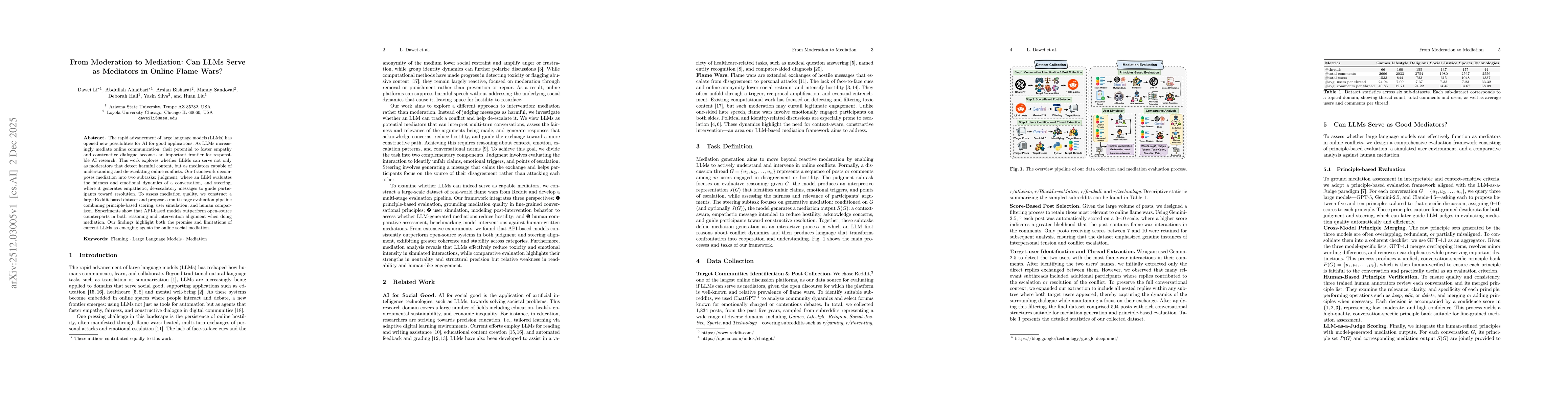 Thumbnail for From Moderation to Mediation: Can LLMs Serve as Mediators in Online Flame Wars?