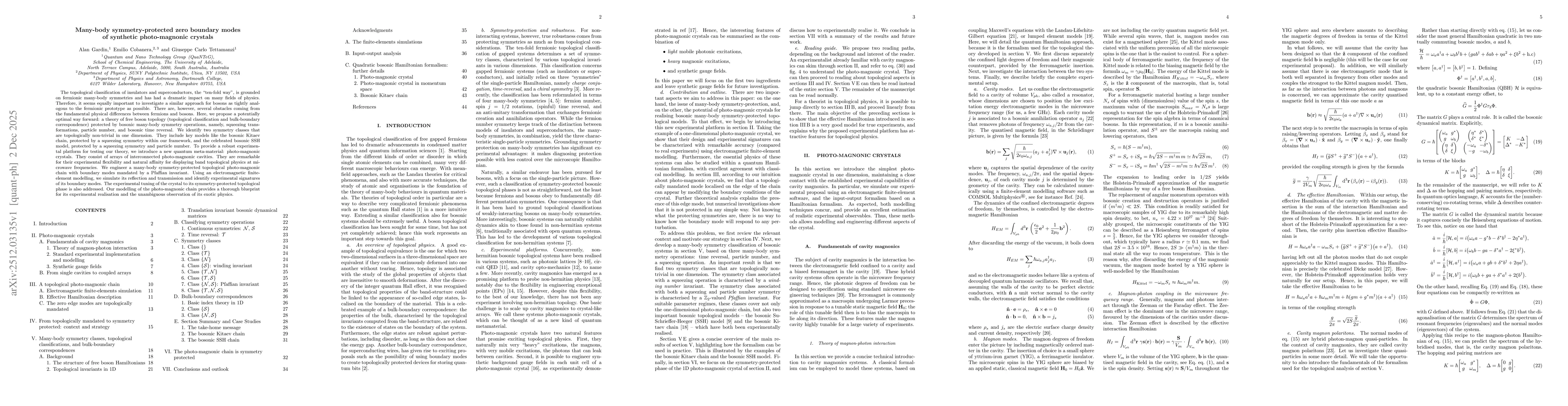 Thumbnail for Many-body symmetry-protected zero boundary modes of synthetic photo-magnonic crystals