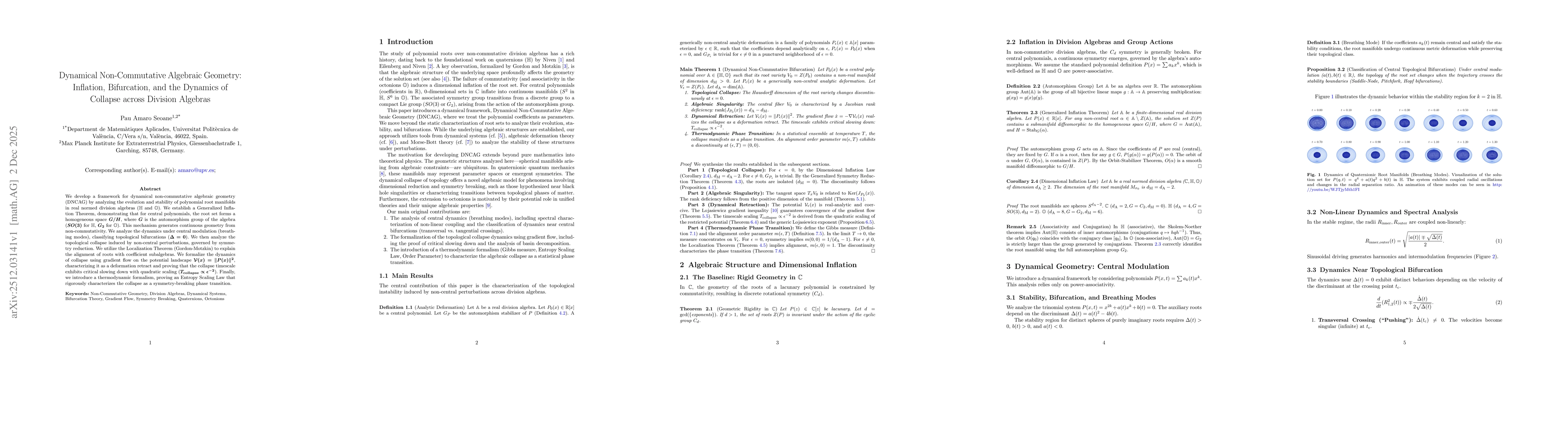 Thumbnail for Dynamical Non-Commutative Algebraic Geometry: Inflation, Bifurcation, and the Dynamics of Collapse across Division Algebras