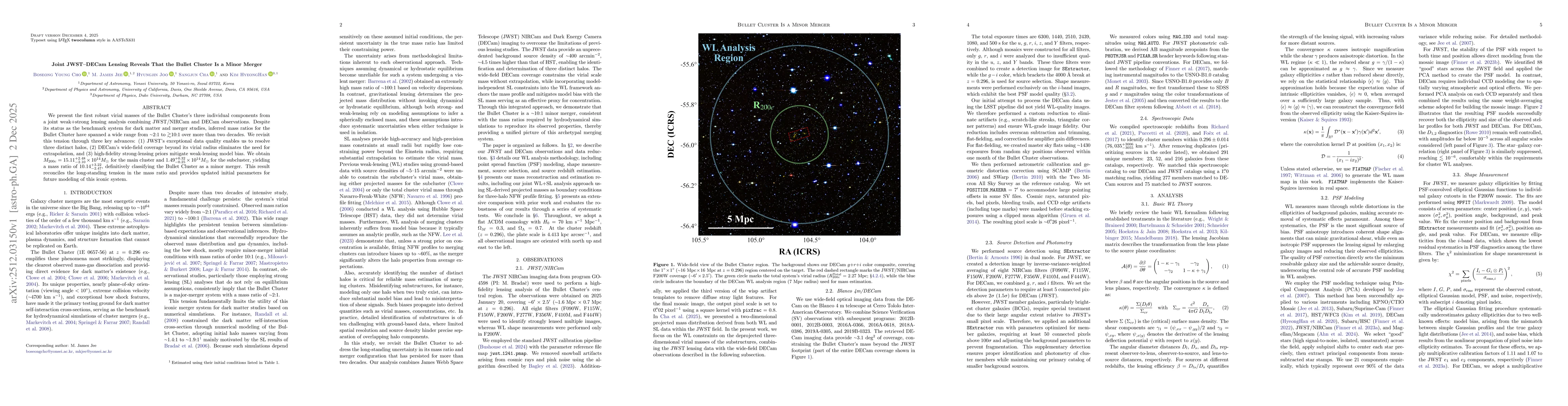 Thumbnail for Joint JWST-DECam Lensing Reveals That the Bullet Cluster Is a Minor Merger