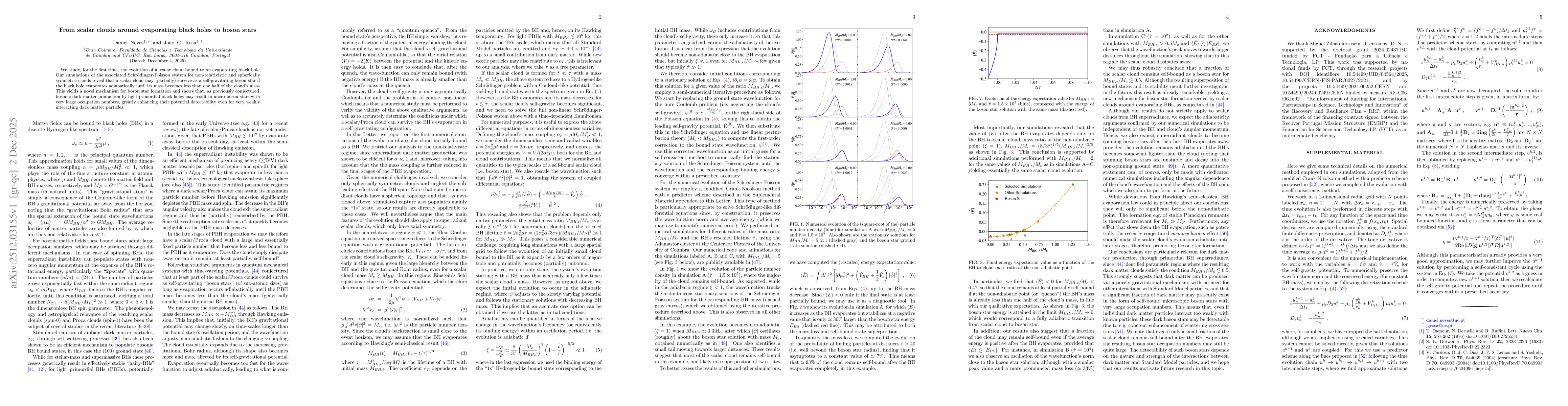Thumbnail for From scalar clouds around evaporating black holes to boson star