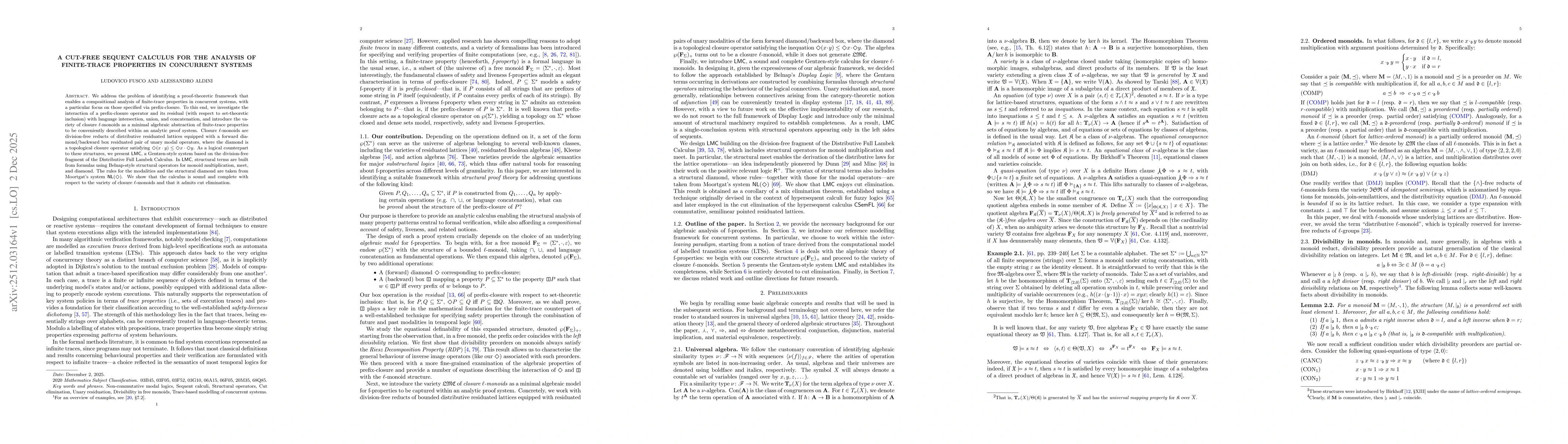 Thumbnail for A Cut-Free Sequent Calculus for the Analysis of Finite-Trace Properties in Concurrent Systems